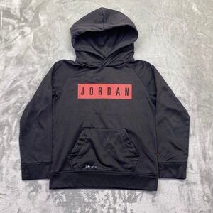 Nike Jordan Dri-Fit Black Red Hoodie Sweatshirt Kids Size‎ 7 116-122cm